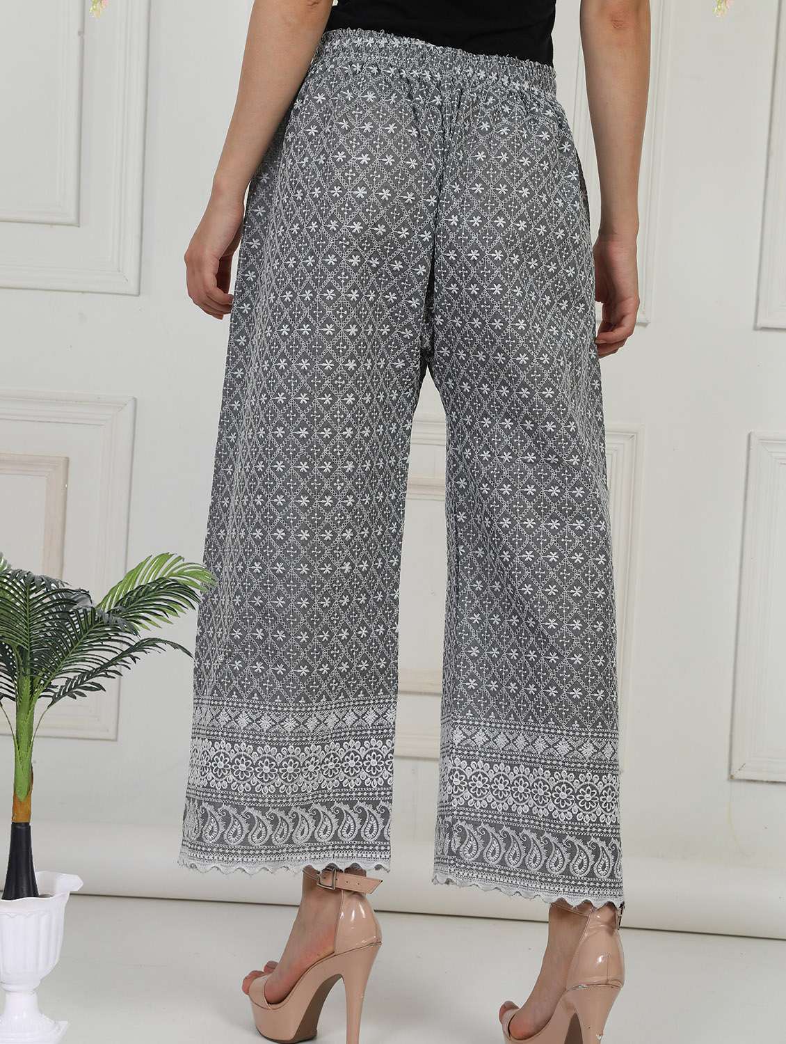 women embroidered mid rise straight palazzo - 21931006 -  Standard Image - 3