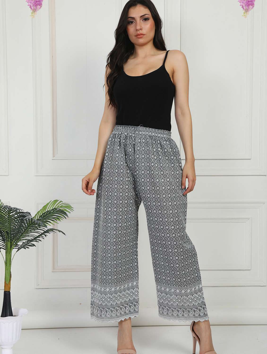 women embroidered mid rise straight palazzo - 21931006 -  Standard Image - 5