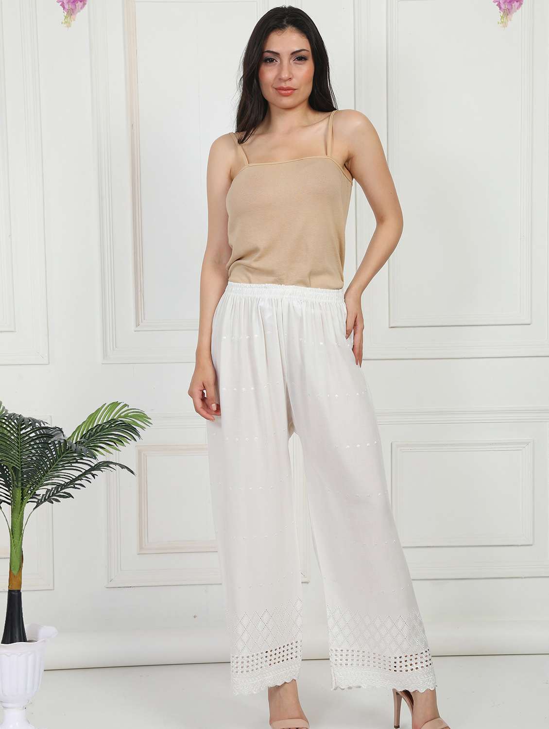 women embroidered mid rise flared palazzo - 21931008 -  Standard Image - 5