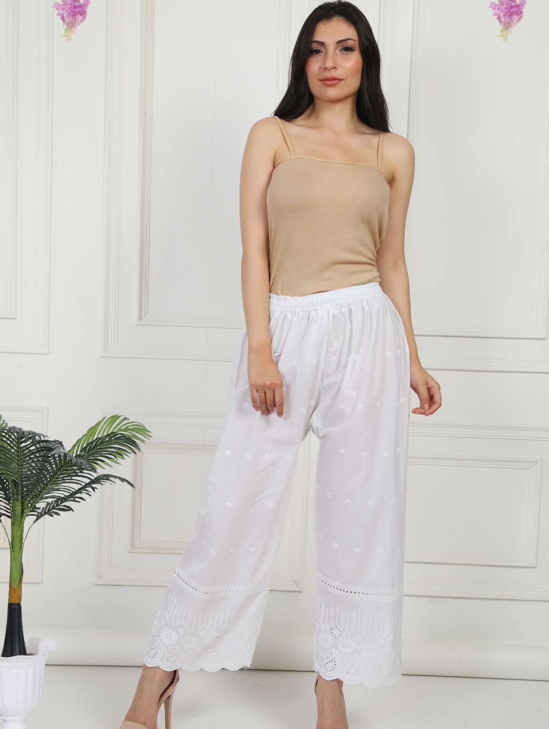 women embroidered mid rise straight palazzo - 21931010 -  Standard Image - 5