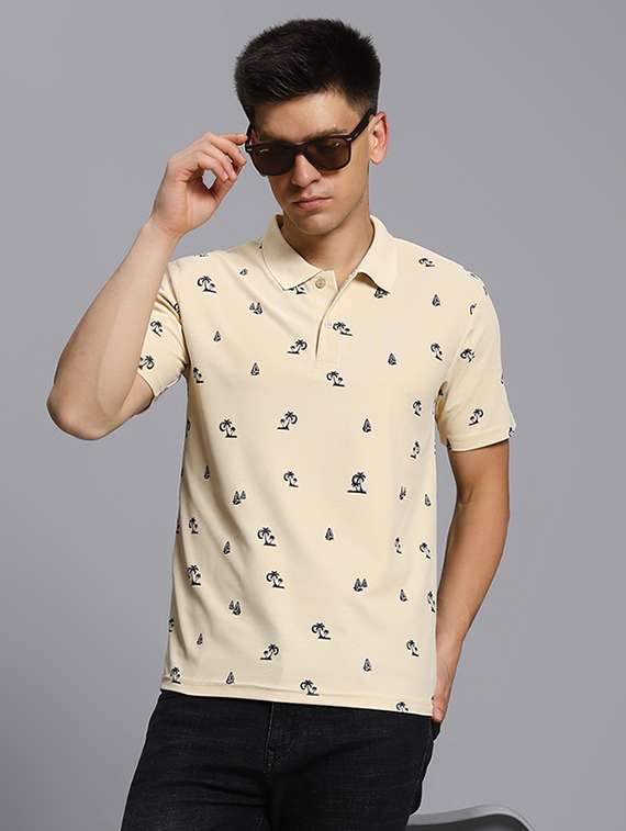 men printed short sleeve regular fit polo t-shirt