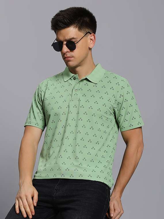 men printed short sleeve regular fit polo t-shirt