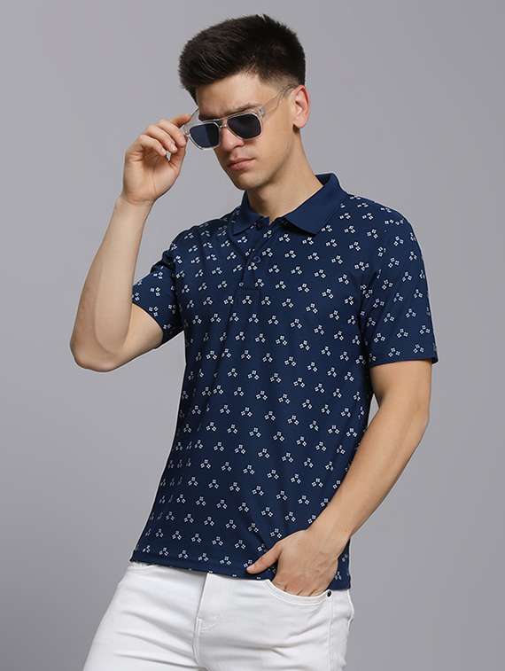 men printed short sleeve regular fit polo t-shirt