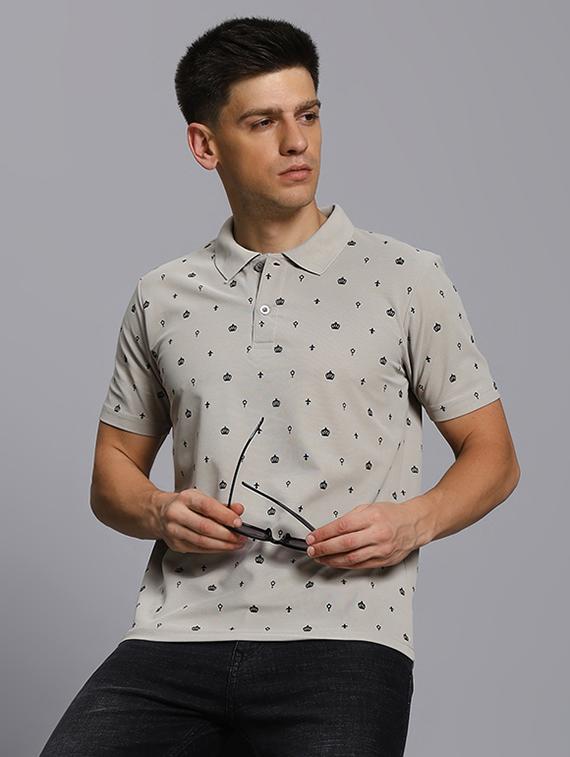 men printed short sleeve regular fit polo t-shirt - 21931035 -  Zoom Image - 0