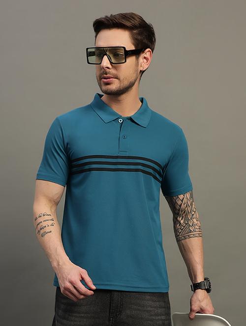 men striped short sleeve regular fit polo t-shirt - 21931042 - Standard Image - 0