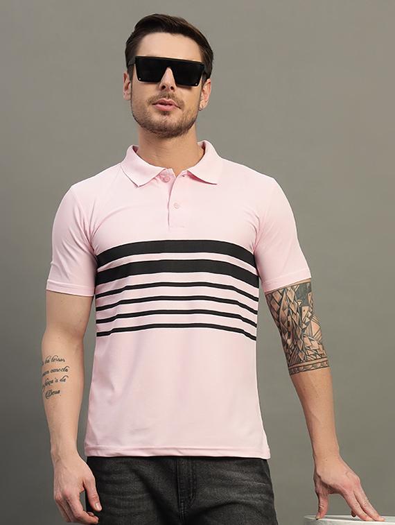men striped short sleeve regular fit polo t-shirt