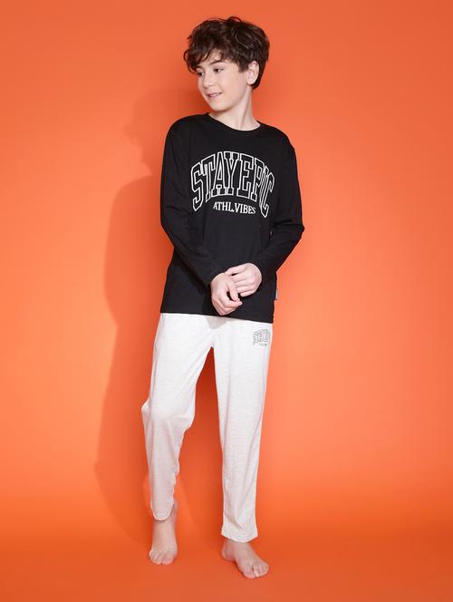 boys typographic long sleeve pyjama set nightwear - 21931052 - Standard Image - 0
