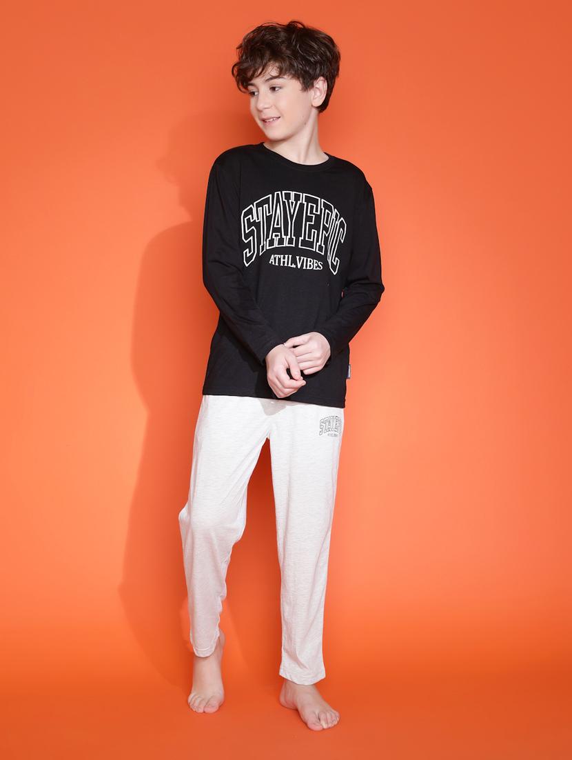 boys typographic long sleeve pyjama set nightwear - 21931052 - Zoom Image - 0