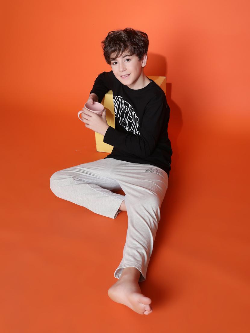 boys typographic long sleeve pyjama set nightwear - 21931052 - Standard Image - 5