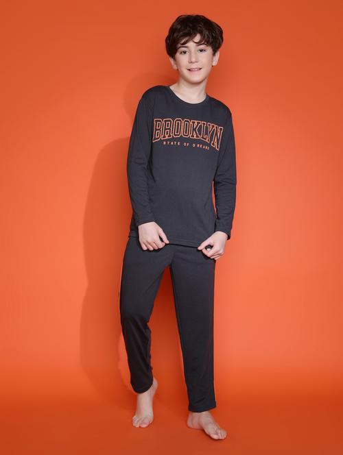 boys typographic long sleeve pyjama set nightwear - 21931054 - Standard Image - 0