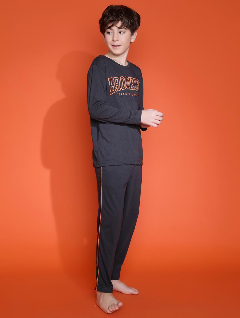 boys typographic long sleeve pyjama set nightwear - 21931054 - Standard Image - 3
