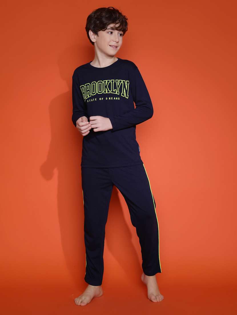 boys typographic long sleeve pyjama set nightwear - 21931055 -  Standard Image - 3
