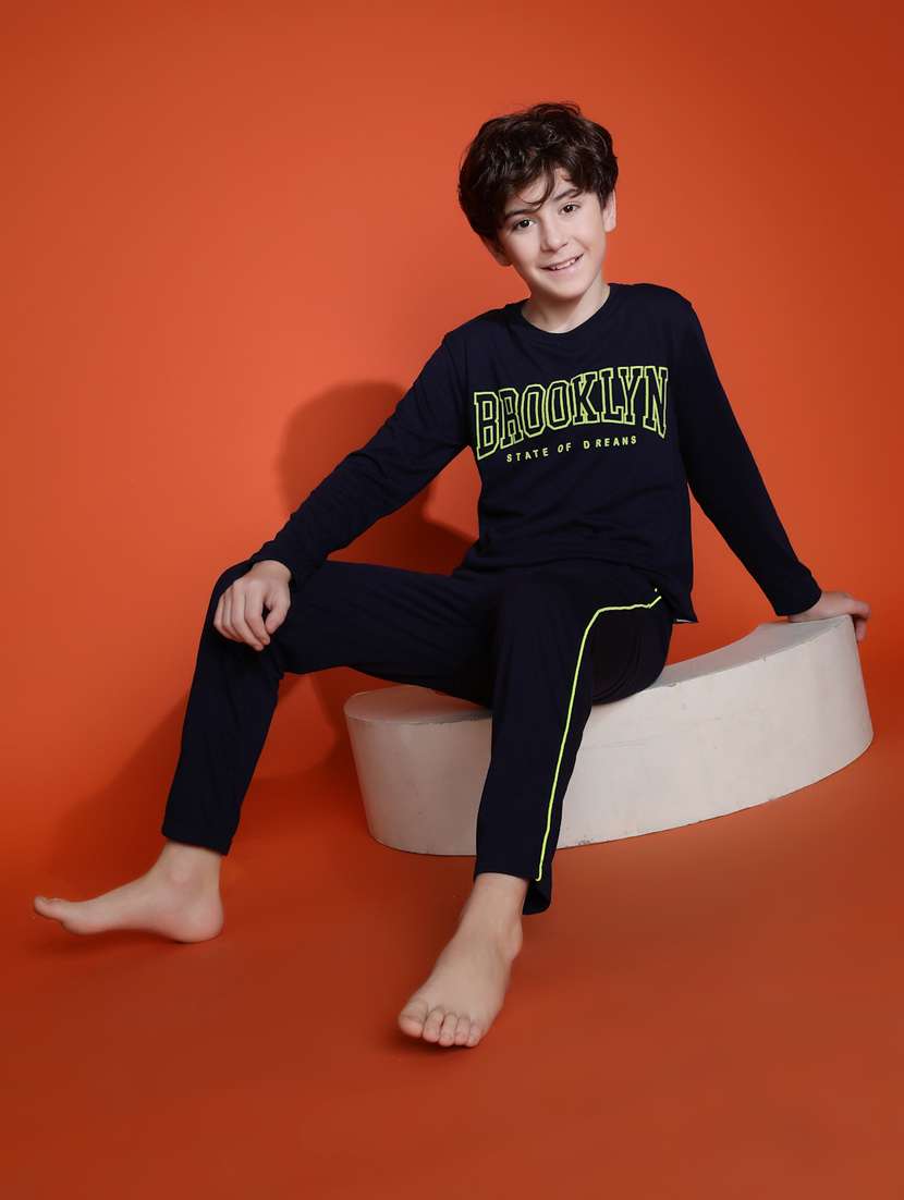 boys typographic long sleeve pyjama set nightwear - 21931055 -  Standard Image - 5