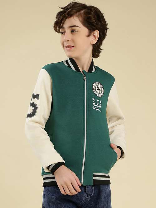boys color block long sleeve varsity jacket - 21931070 - Standard Image - 0