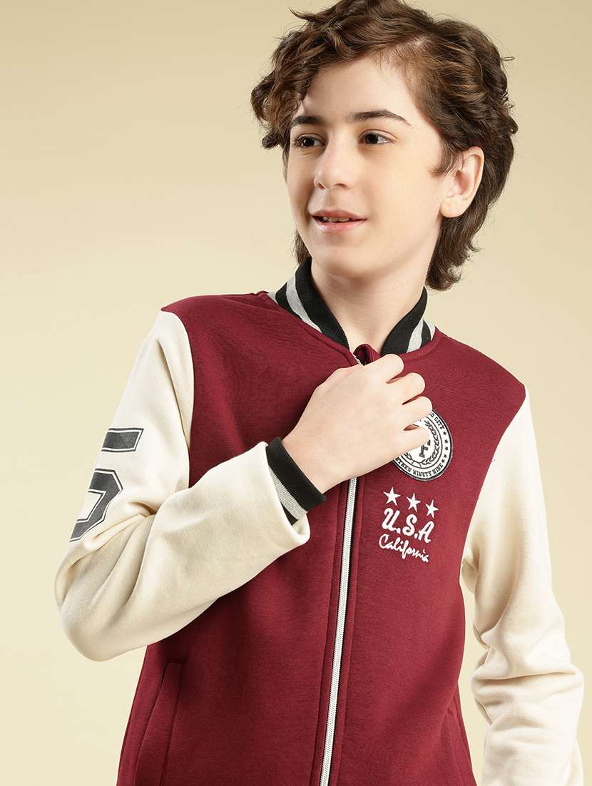 boys color block long sleeve varsity jacket - 21931071 - Standard Image - 5