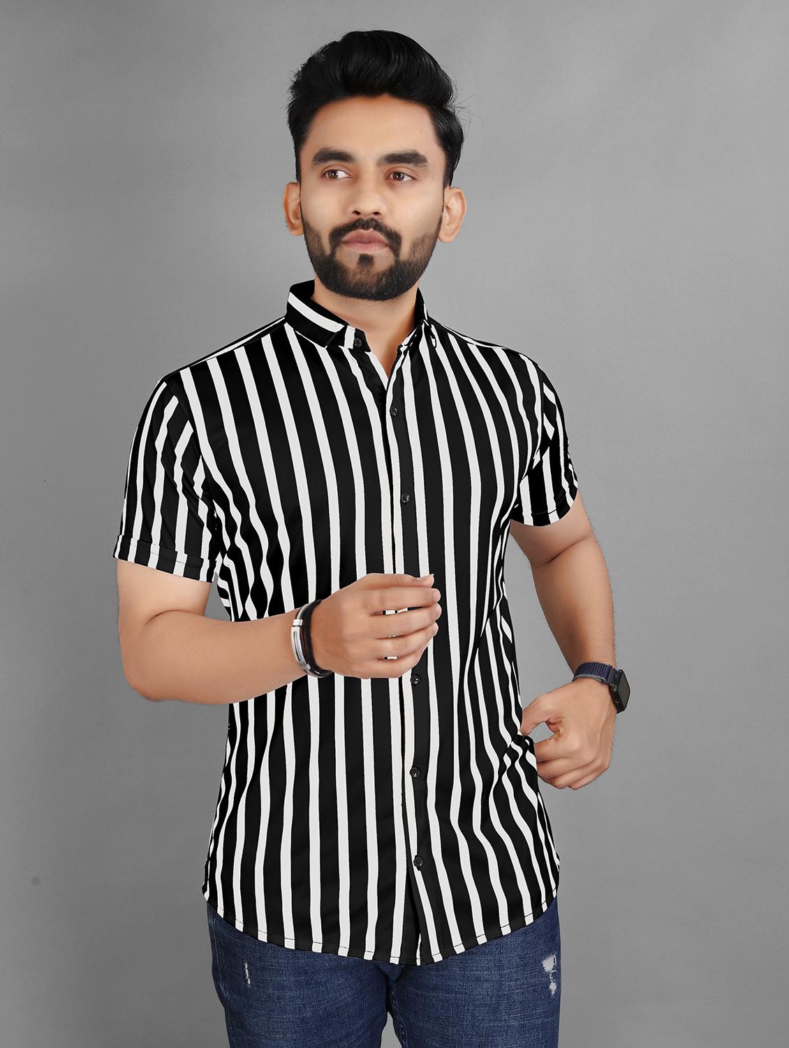 men striped short sleeve regular fit casual shirt - 21931084 - Zoom Image - 0