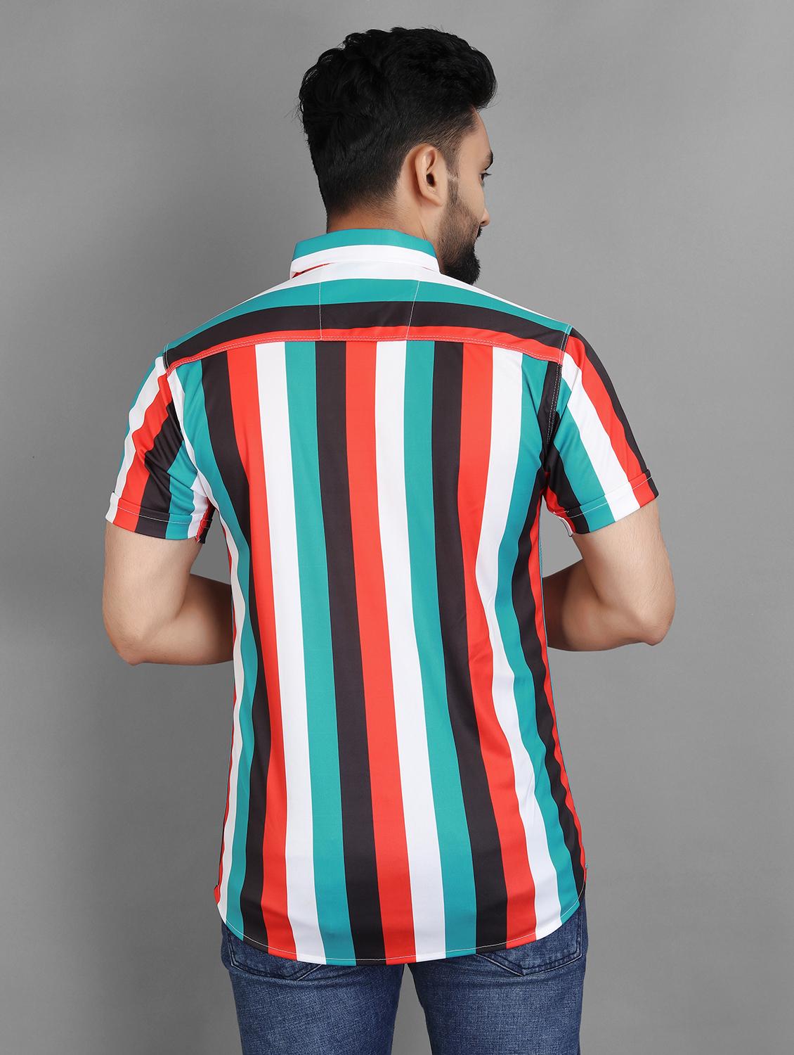men striped short sleeve regular fit casual shirt - 21931086 - Standard Image - 3