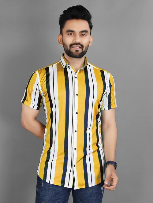 men striped short sleeve regular fit casual shirt - 21931093 - Standard Image - 0