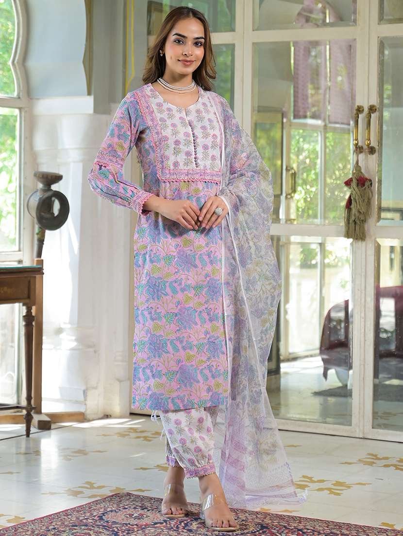 women pink long sleeve kurta salwar with dupatta set - 21931191 - Standard Image - 3