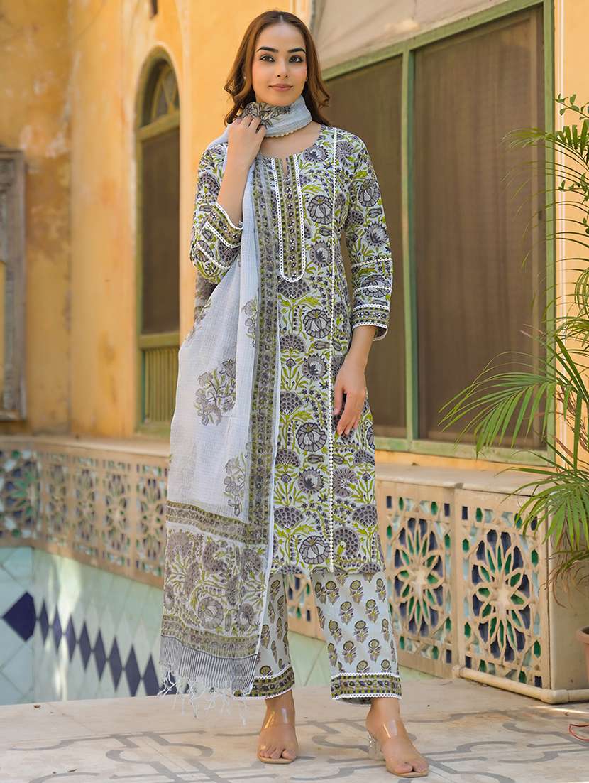 women three quarter sleeve kurta pant with dupatta set - 21931200 -  Standard Image - 5