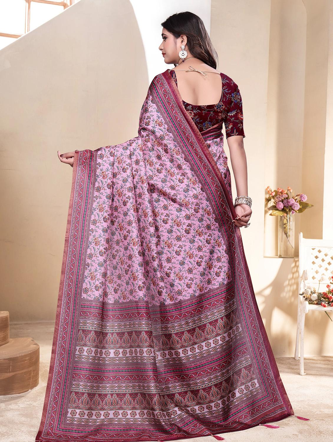 women printed casual wear saree with blouse - 21931221 - Standard Image - 3