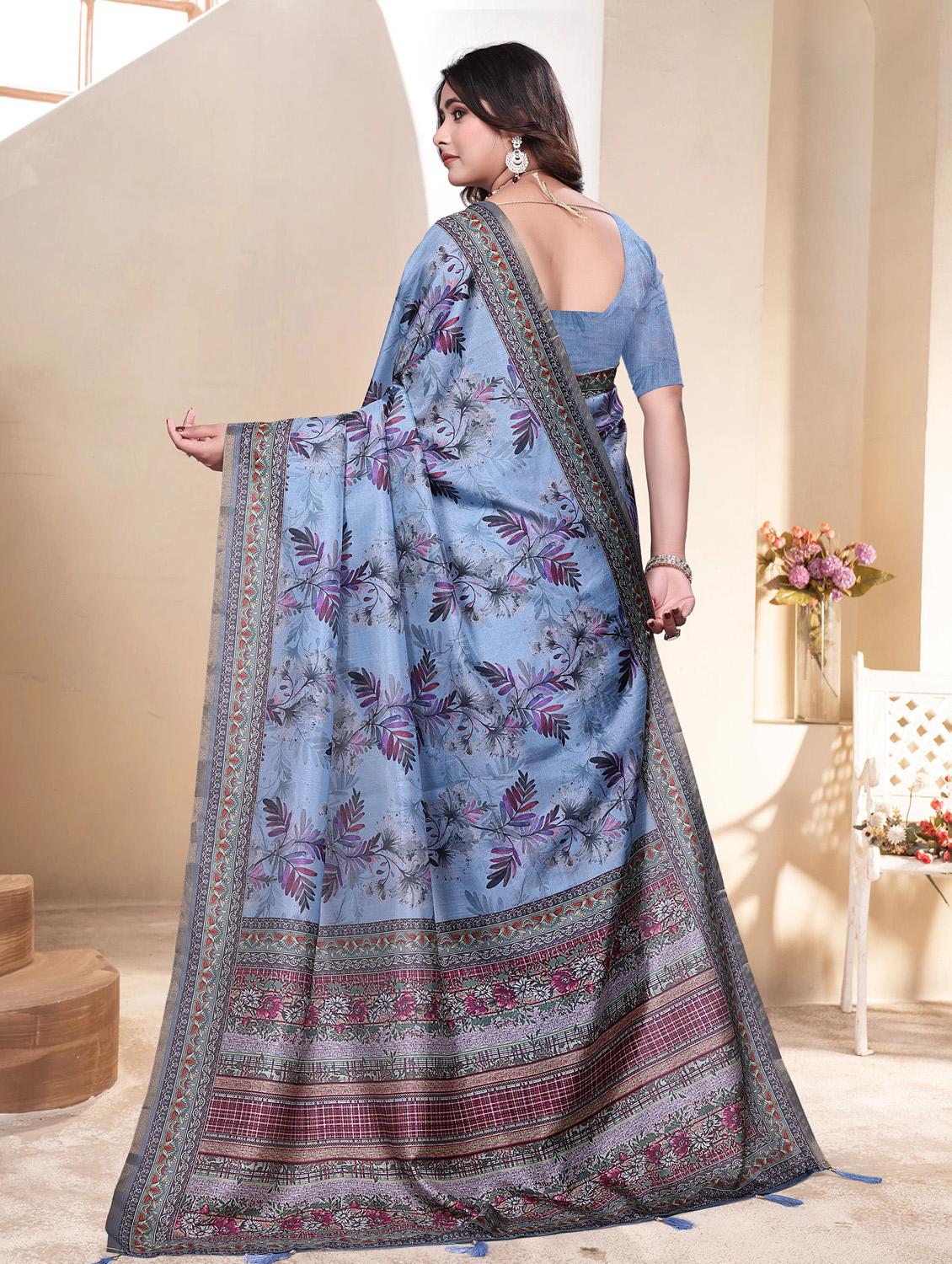 women printed casual wear saree with blouse - 21931222 - Standard Image - 3