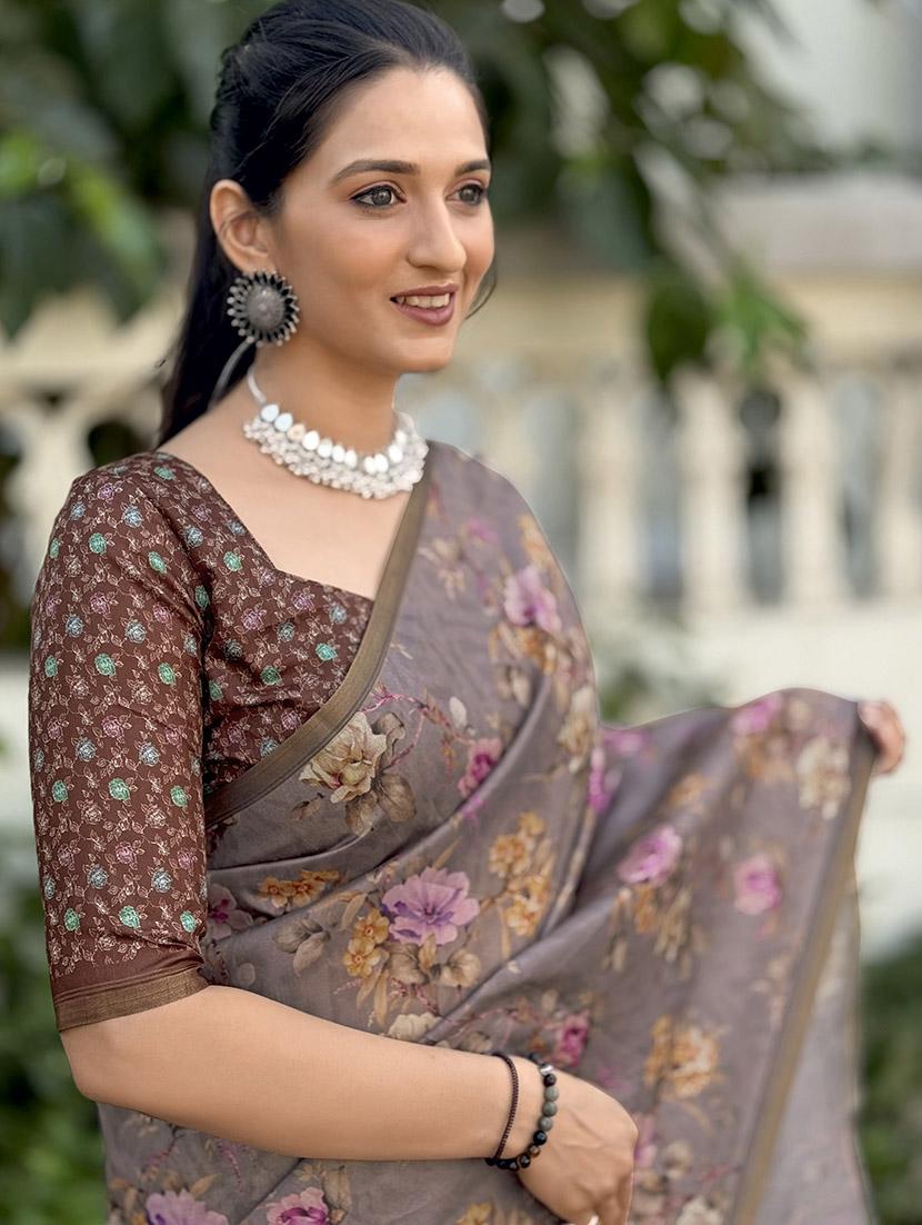 women printed casual wear saree with blouse - 21931230 - Standard Image - 5
