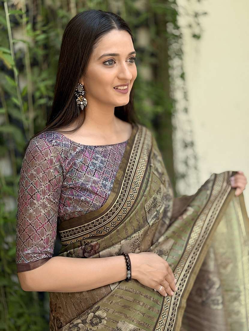 women printed casual wear saree with blouse - 21931232 -  Standard Image - 5