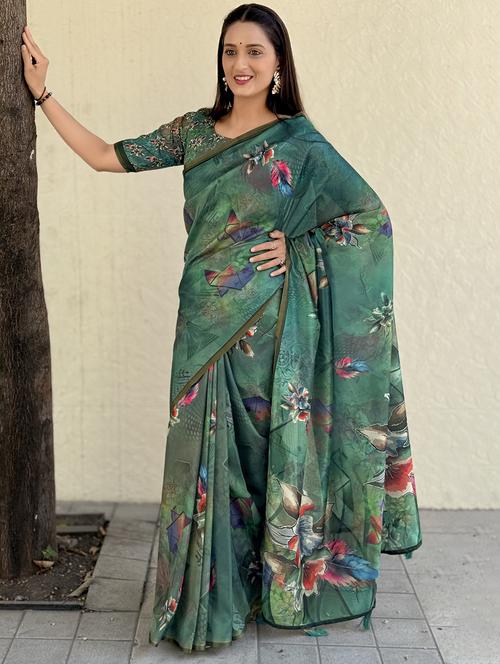 women printed casual wear saree with blouse - 21931238 - Standard Image - 0