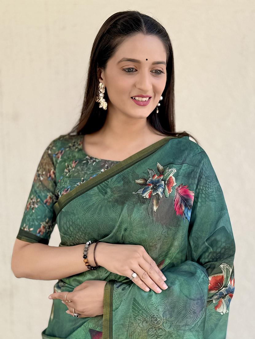women printed casual wear saree with blouse - 21931238 - Standard Image - 5