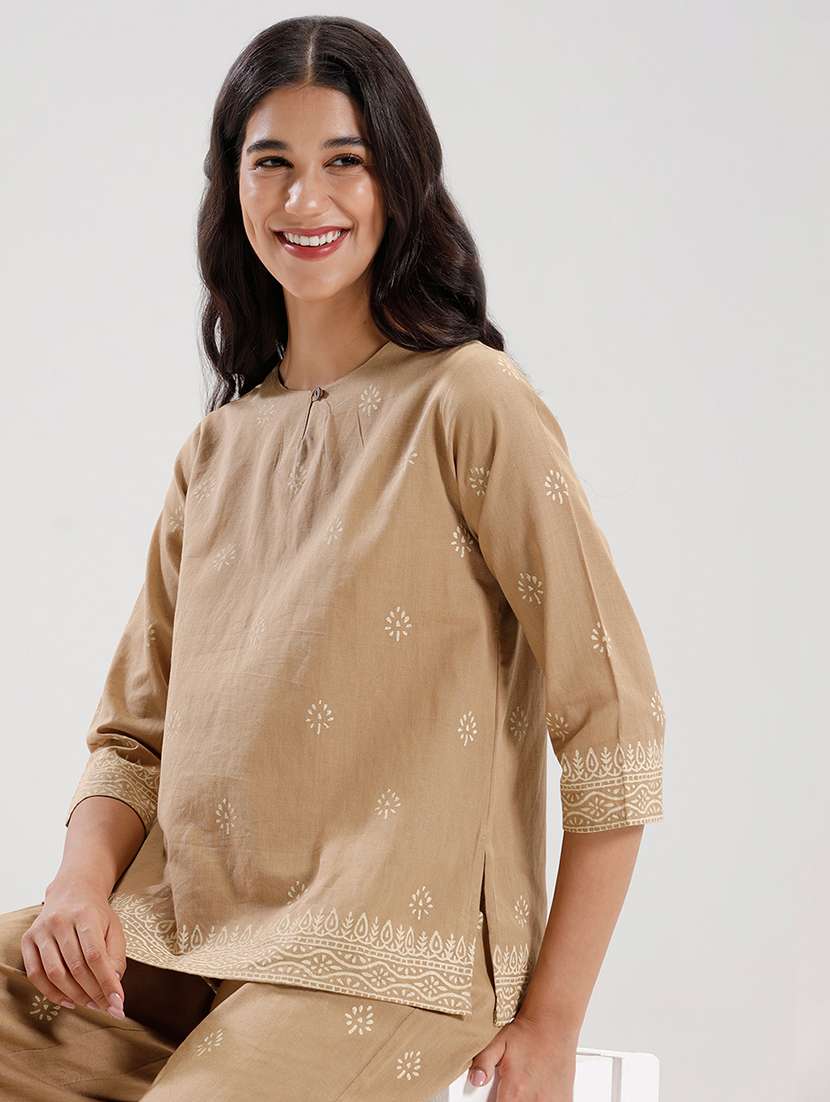 beige cotton regular top - 21931251 -  Standard Image - 3