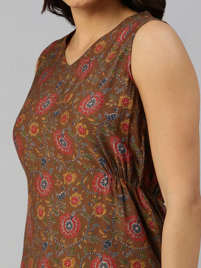 women floral printed sleeveless a-line ethnic top - 21931252 -  Standard Image - 5