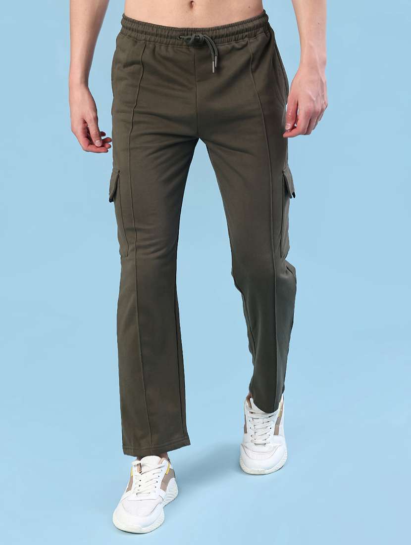 men solid mid rise regular fit cargo