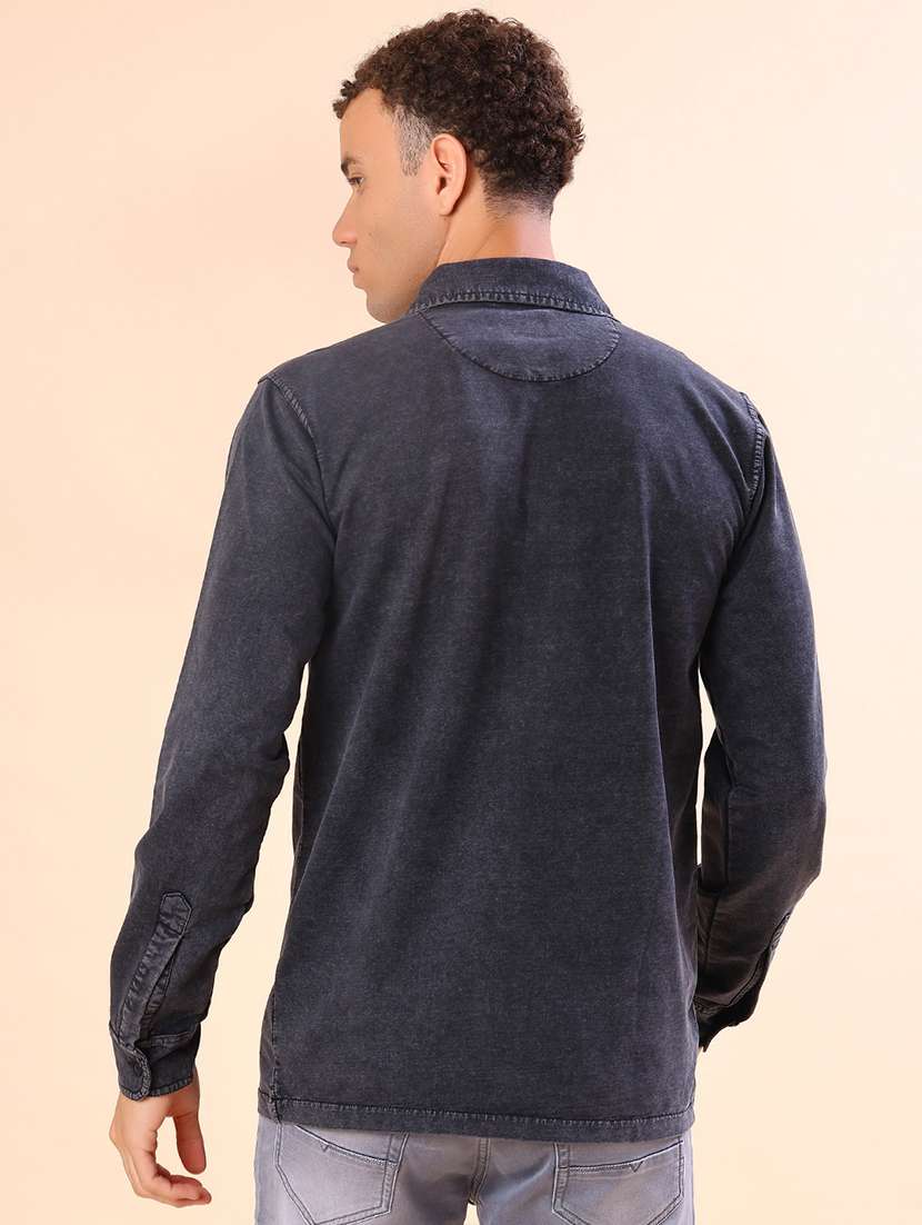 men solid long sleeve regular fit casual shirt - 21931363 - Standard Image - 3