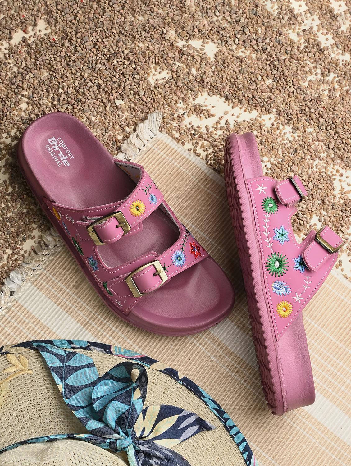 women pink embroidered slip on sandal - 21931383 - Zoom Image - 0