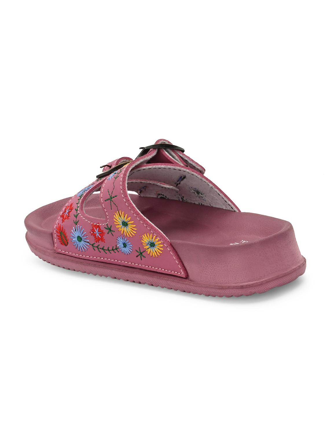 women pink embroidered slip on sandal - 21931383 - Standard Image - 3