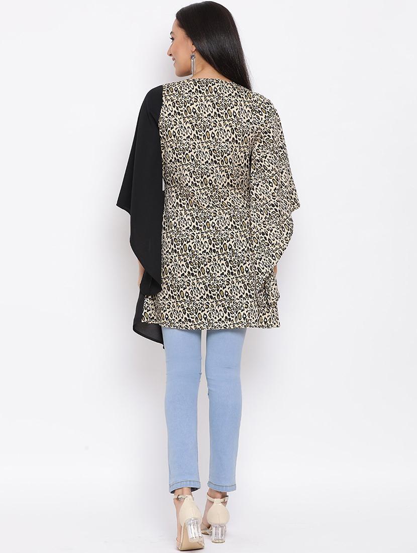 women animal print kimono sleeve long wrap top - 21931403 - Standard Image - 3