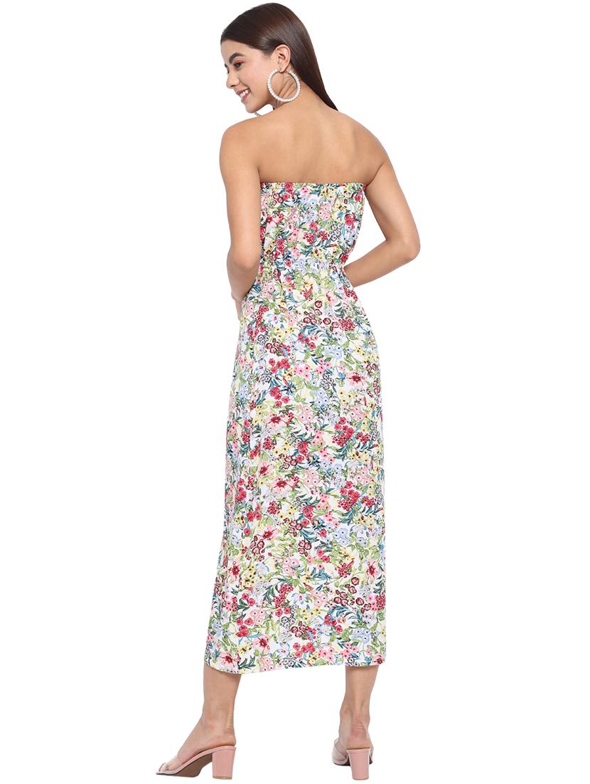 women white floral print a-line tube dress - 21931406 - Standard Image - 3