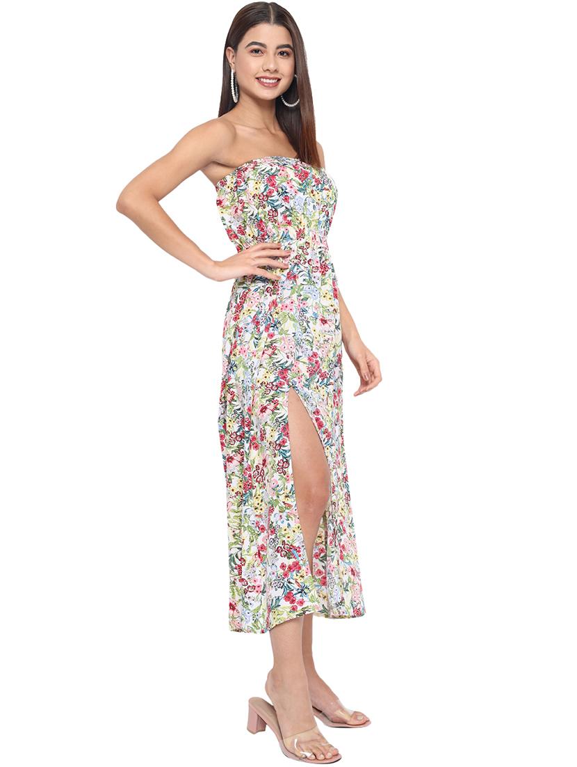 women white floral print a-line tube dress - 21931406 - Standard Image - 5