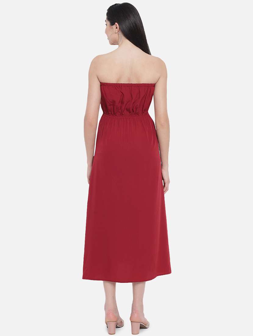 women maroon solid a-line tube dress - 21931410 -  Standard Image - 3