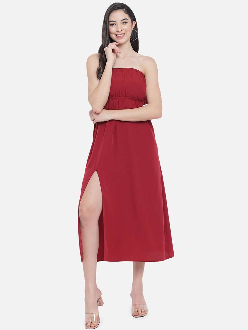 women maroon solid a-line tube dress - 21931410 -  Standard Image - 5