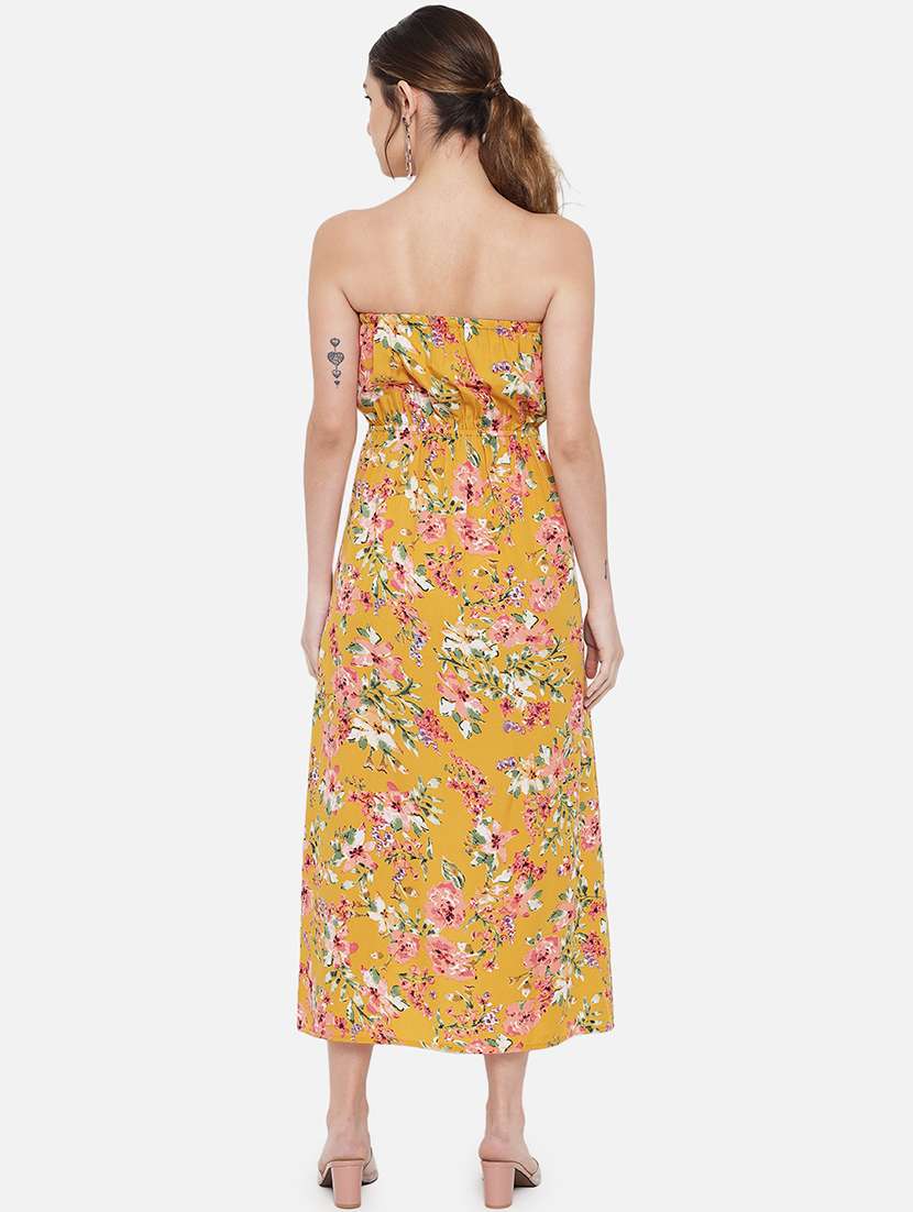women yellow floral print a-line tube dress - 21931411 -  Standard Image - 3