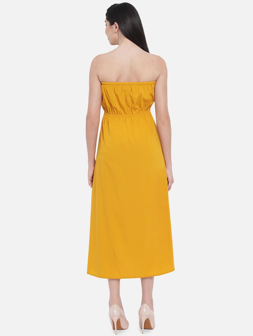 women yellow solid sleeveless tube dress - 21931412 - Standard Image - 3
