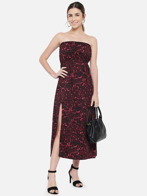 women animal print sleeveless side slit tube dress - 21931415 - Standard Image - 0