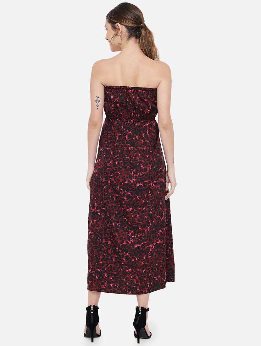 women animal print sleeveless side slit tube dress - 21931415 - Standard Image - 3