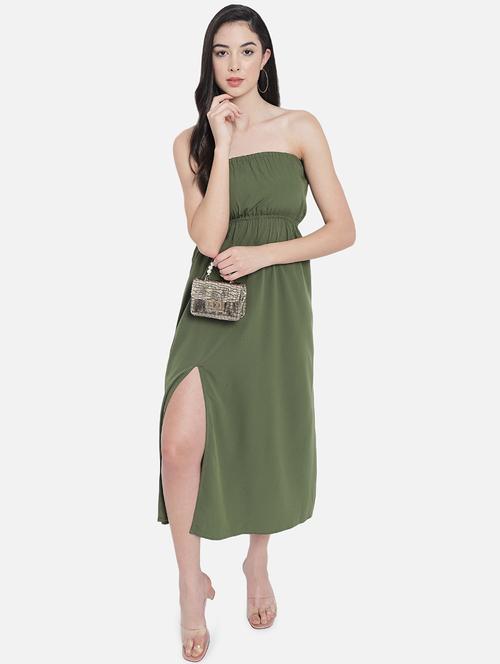 women solid sleeveless side slit tube dress - 21931417 - Standard Image - 0
