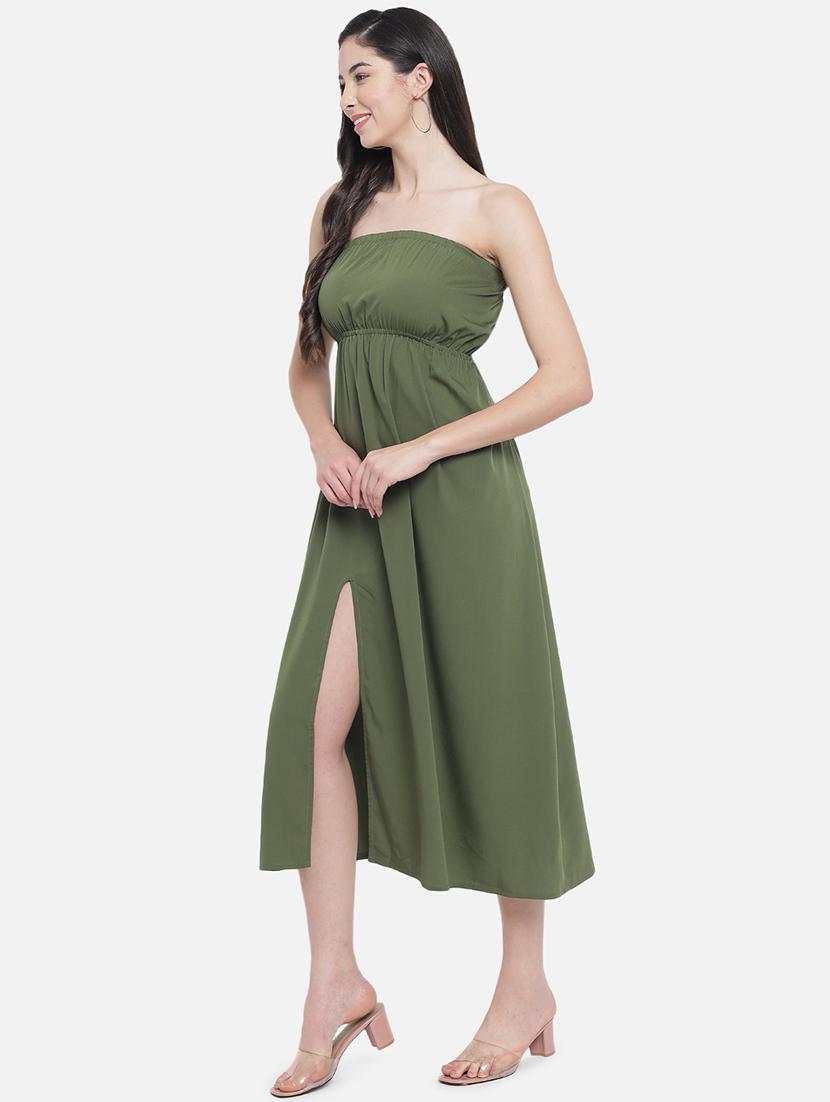 women solid sleeveless side slit tube dress - 21931417 - Standard Image - 5