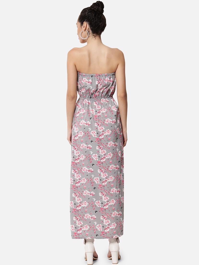 women floral print sleeveless side slit tube dress - 21931419 - Standard Image - 3