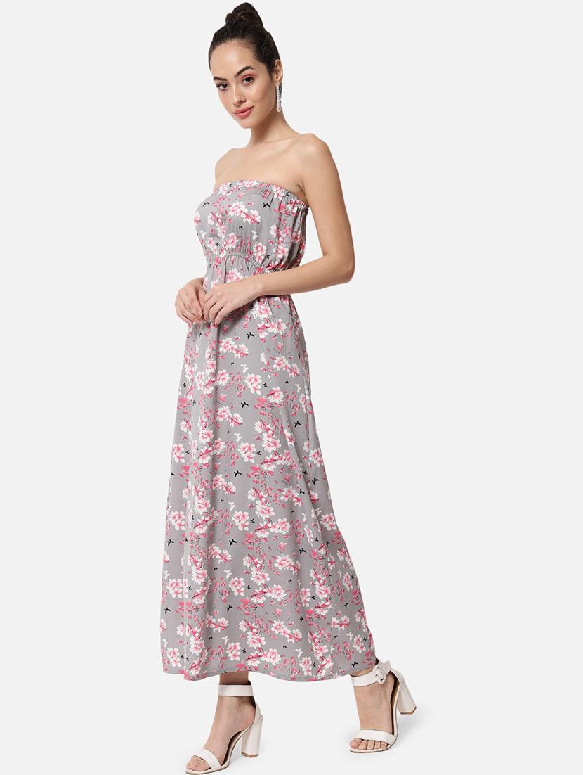 women floral print sleeveless side slit tube dress - 21931419 - Standard Image - 5