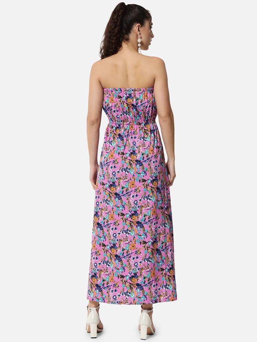 women printed sleeveless side slit tube dress - 21931426 - Standard Image - 3